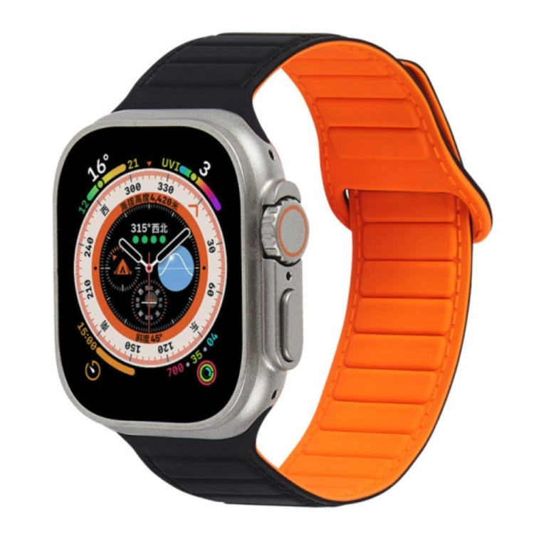 For Apple Watch SE 44mm Loop Magnetic Silicone Watch Band(Black Orange) - Watch Bands by PMC TechLife | Online Shopping South Africa | PMC TechLife