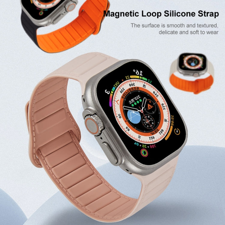 For Apple Watch SE 2022 44mm Loop Magnetic Silicone Watch Band(Grey Orange) - Watch Bands by PMC Jewellery | Online Shopping South Africa | PMC Jewellery