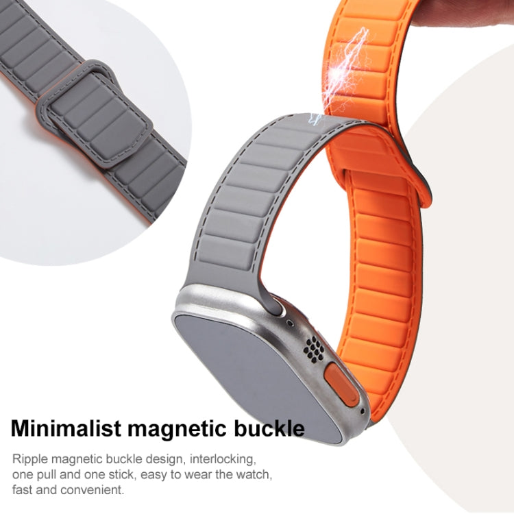 For Apple Watch 8 41mm Loop Magnetic Silicone Watch Band(Black Orange) - Watch Bands by PMC TechLife | Online Shopping South Africa | PMC TechLife