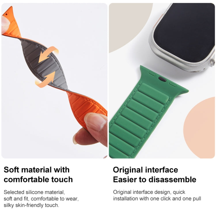 For Apple Watch 6 44mm Loop Magnetic Silicone Watch Band(Black Orange) - Watch Bands by PMC Jewellery | Online Shopping South Africa | PMC Jewellery