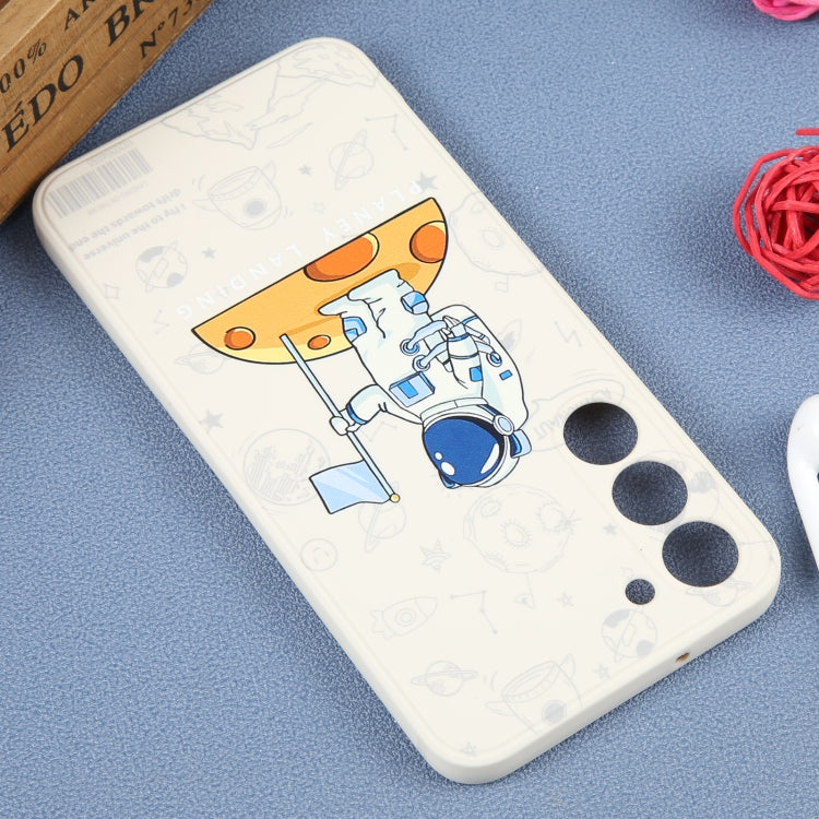 For Samsung Galaxy A91 Astronaut Pattern Silicone Straight Edge Phone Case(Planet Landing-White) - free shipping - PMC TechLife - Order now!