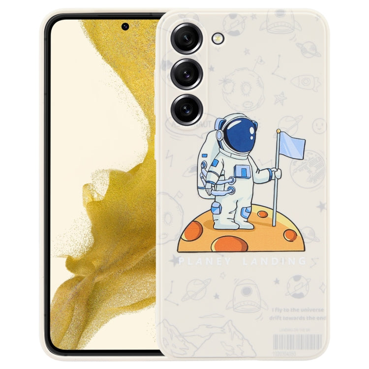 For Samsung Galaxy A50 Astronaut Pattern Silicone Straight Edge Phone Case(Planet Landing-White) - free shipping - PMC TechLife - Order now!