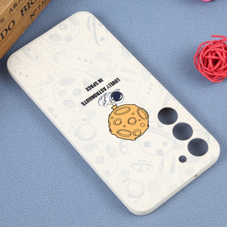 For Samsung Galaxy A50 Astronaut Pattern Silicone Straight Edge Phone Case(Lovely Astronaut-White) - free shipping - PMC TechLife - Order now!