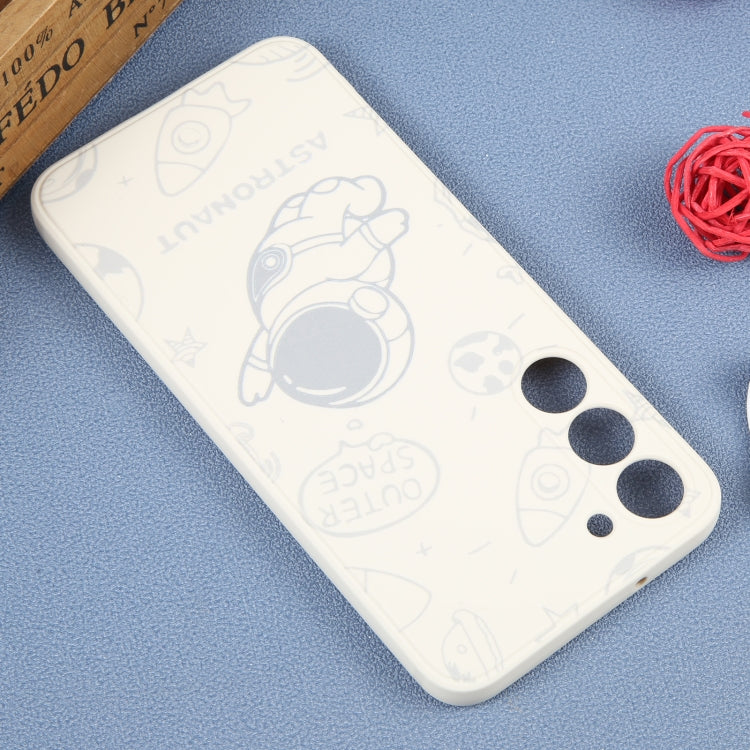 For Samsung Galaxy A12 Astronaut Pattern Silicone Straight Edge Phone Case(Flying Astronaut-White) - free shipping - PMC TechLife - Order now!