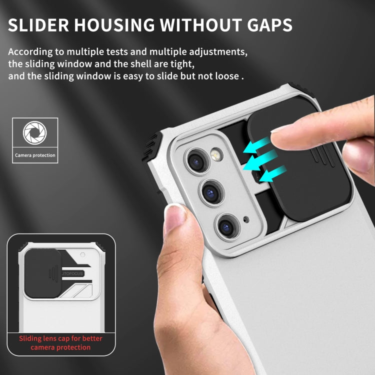 For Samsung Galaxy S20 FE Stereoscopic Holder Sliding Camshield Phone Case(White) - free shipping - PMC TechLife - Order now!