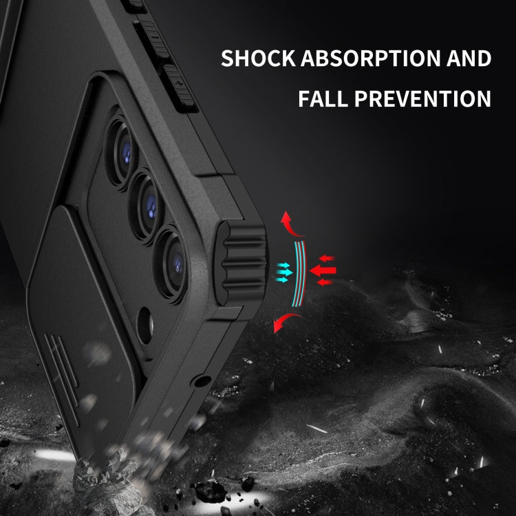 For Samsung Galaxy S22 5G Stereoscopic Holder Sliding Camshield Phone Case(Black) - free shipping - PMC TechLife - Order now!