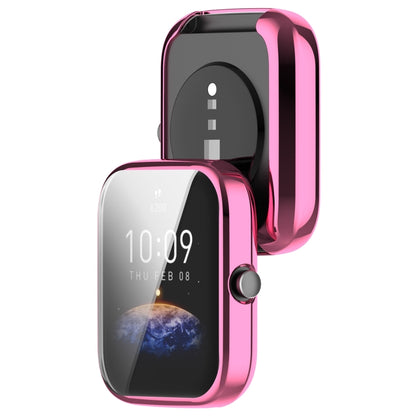 For Amazfit Bip 3 / Bip 3 Pro Universal Full Coverage TPU Electroplating Watch Protective Case(Pink) - Watch Cases by PMC Jewellery | Online Shopping South Africa | PMC Jewellery