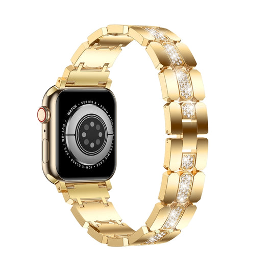 Diamond Metal Watch Band For Apple Watch 7 41mm(Gold) - Watch Bands by PMC Jewellery | Online Shopping South Africa | PMC Jewellery