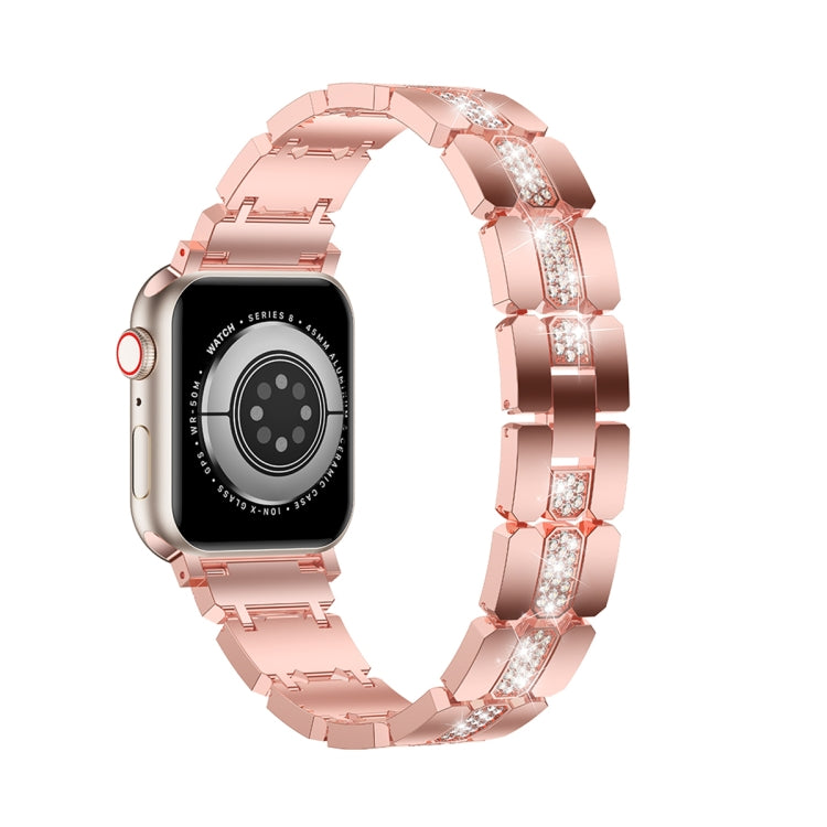 Diamond Metal Watch Band For Apple Watch 6 44mm(Pink) - Watch Bands by PMC Jewellery | Online Shopping South Africa | PMC Jewellery