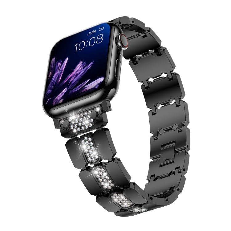 Diamond Metal Watch Band For Apple Watch 6 44mm(Black) - Watch Bands by PMC Jewellery | Online Shopping South Africa | PMC Jewellery