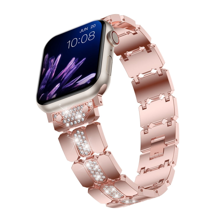 Diamond Metal Watch Band For Apple Watch 4 44mm(Pink) - Watch Bands by PMC Jewellery | Online Shopping South Africa | PMC Jewellery