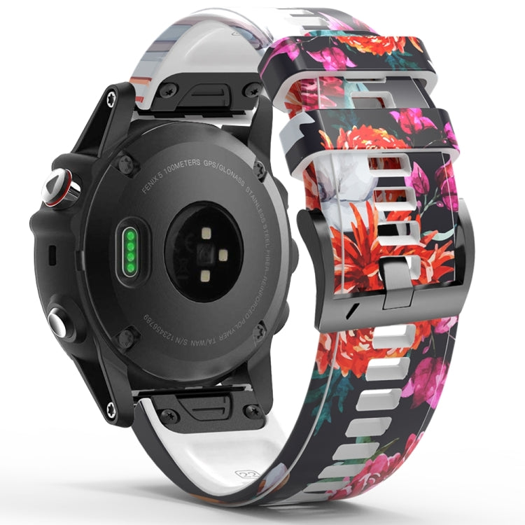 For Garmin Forerunner 965 / 955 / 945 / 935 Printing Quick Release Silicone Watch Band(Flower) - Watch Bands by PMC TechLife | Online Shopping South Africa | PMC TechLife