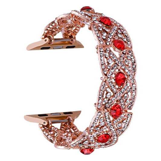 Diamonds Twist Metal Watch Band For Apple Watch 6 40mm(Rose Gold Red) - Watch Bands by PMC Jewellery | Online Shopping South Africa | PMC Jewellery