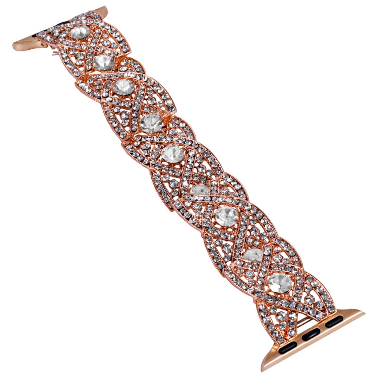 Diamonds Twist Metal Watch Band For Apple Watch 4 44mm(Rose Gold White) - Watch Bands by PMC Jewellery | Online Shopping South Africa | PMC Jewellery