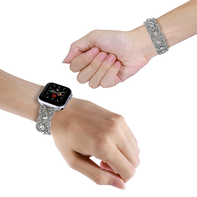 Diamonds Twist Metal Watch Band For Apple Watch 42mm(Silver) - Watch Bands by PMC TechLife | Online Shopping South Africa | PMC TechLife