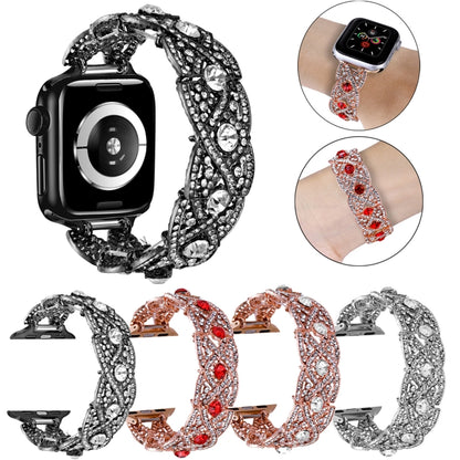 Diamonds Twist Metal Watch Band For Apple Watch 38mm(Rose Gold White) - Watch Bands by PMC Jewellery | Online Shopping South Africa | PMC Jewellery