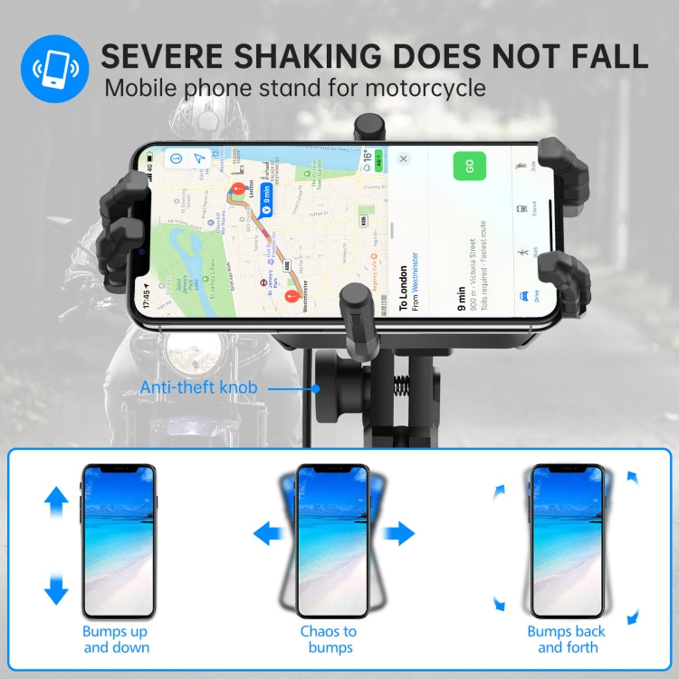 WUPP CS-1848B1 15W Motorcycle Wireless Fast Charging Phone Navigation Holder, Style:Rearview Mirror Type - free shipping - PMC TechLife - Order now!