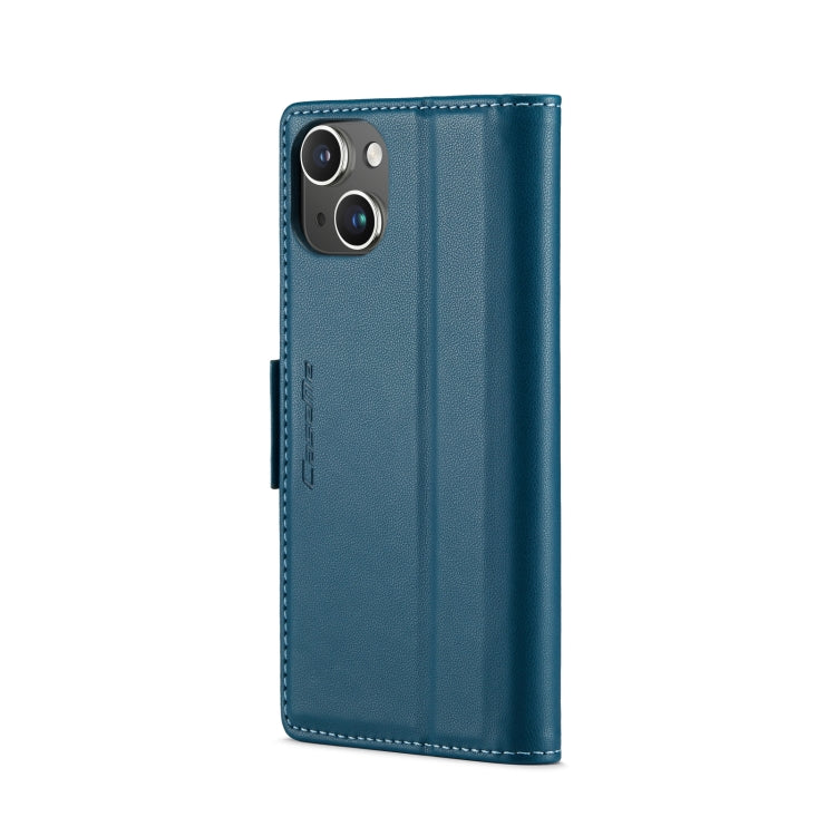 For iPhone 14 CaseMe 023 Butterfly Buckle Litchi Texture RFID Anti-theft Leather Phone Case(Blue) - iPhone 14 Cases by CaseMe | Online Shopping South Africa | PMC Jewellery