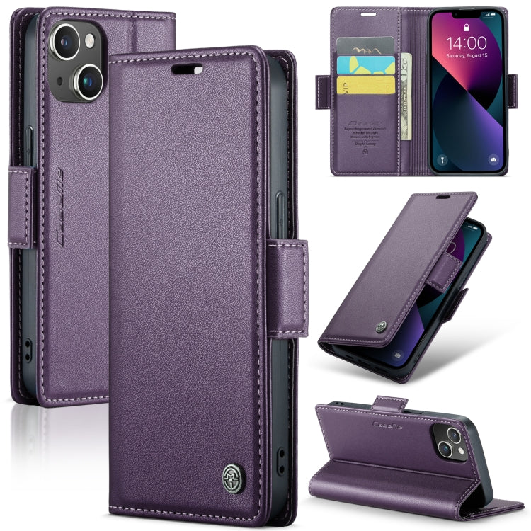 For iPhone 14 CaseMe 023 Butterfly Buckle Litchi Texture RFID Anti-theft Leather Phone Case(Pearly Purple) - iPhone 14 Cases by CaseMe | Online Shopping South Africa | PMC Jewellery