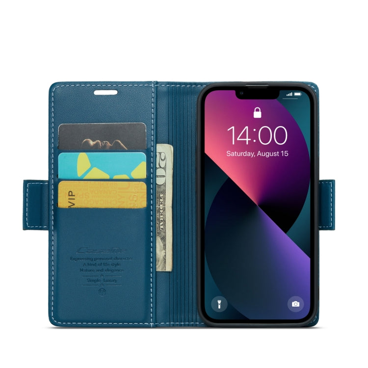 For iPhone 13 CaseMe 023 Butterfly Buckle Litchi Texture RFID Anti-theft Leather Phone Case(Blue) - iPhone 13 Cases by CaseMe | Online Shopping South Africa | PMC Jewellery