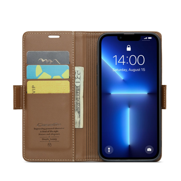 For iPhone 13 Pro Max CaseMe 023 Butterfly Buckle Litchi Texture RFID Anti-theft Leather Phone Case(Brown) - iPhone 13 Pro Max Cases by CaseMe | Online Shopping South Africa | PMC Jewellery