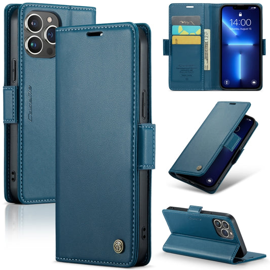 For iPhone 13 Pro Max CaseMe 023 Butterfly Buckle Litchi Texture RFID Anti-theft Leather Phone Case(Blue) - iPhone 13 Pro Max Cases by CaseMe | Online Shopping South Africa | PMC Jewellery