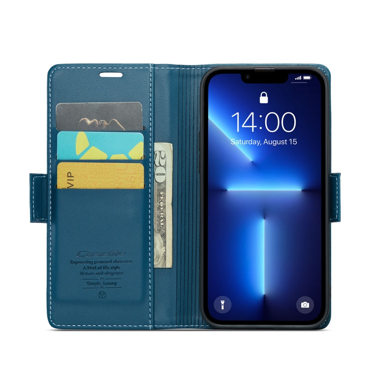 For iPhone 13 Pro Max CaseMe 023 Butterfly Buckle Litchi Texture RFID Anti-theft Leather Phone Case(Blue) - iPhone 13 Pro Max Cases by CaseMe | Online Shopping South Africa | PMC Jewellery