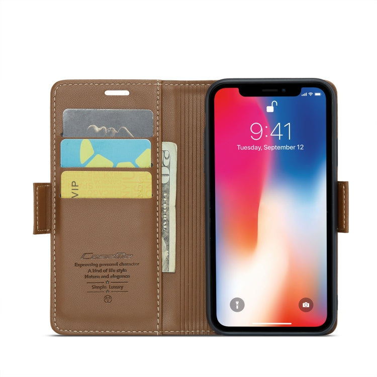 For iPhone XS CaseMe 023 Butterfly Buckle Litchi Texture RFID Anti-theft Leather Phone Case(Brown) - More iPhone Cases by CaseMe | Online Shopping South Africa | PMC Jewellery