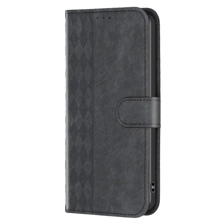 For iPhone 15 Pro Plaid Embossed Leather Phone Case(Black) - iPhone 15 Pro Cases by PMC Jewellery | Online Shopping South Africa | PMC Jewellery