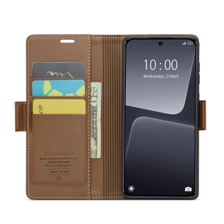 For Xiaomi 13 CaseMe 023 Butterfly Buckle Litchi Texture RFID Anti-theft Leather Phone Case(Brown) - 13 Cases by CaseMe | Online Shopping South Africa | PMC Jewellery