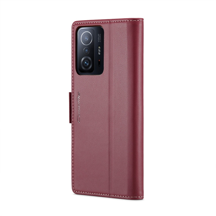 For Xiaomi 11T / 11T Pro CaseMe 023 Butterfly Buckle Litchi Texture RFID Anti-theft Leather Phone Case(Wine Red) - Xiaomi Cases by CaseMe | Online Shopping South Africa | PMC Jewellery