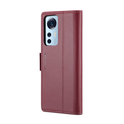 For Xiaomi 12 / 12X / 12S CaseMe 023 Butterfly Buckle Litchi Texture RFID Anti-theft Leather Phone Case(Wine Red) - 12 Cases by CaseMe | Online Shopping South Africa | PMC Jewellery