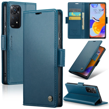 CaseMe 023 Butterfly Buckle Litchi Texture RFID Anti-theft Leather Phone Case For Xiaomi Redmi Note 11 Pro 5G Global/Redmi Note 11 Pro Global(Blue) - Redmi Note 11 Pro Case by CaseMe | Online Shopping South Africa | PMC Jewellery