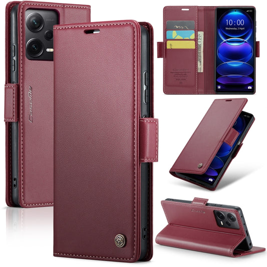 For Xiaomi Redmi Note 12 Pro+ 5G Global CaseMe 023 Butterfly Buckle Litchi Texture RFID Anti-theft Leather Phone Case(Wine Red) - Note 12 Pro+ Cases by CaseMe | Online Shopping South Africa | PMC Jewellery