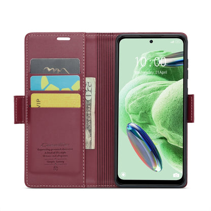 For Xiaomi Poco X5 5G/Redmi Note 12 5G Global CaseMe 023 Butterfly Buckle Litchi Texture RFID Anti-theft Leather Phone Case(Wine Red) - Xiaomi Cases by CaseMe | Online Shopping South Africa | PMC Jewellery