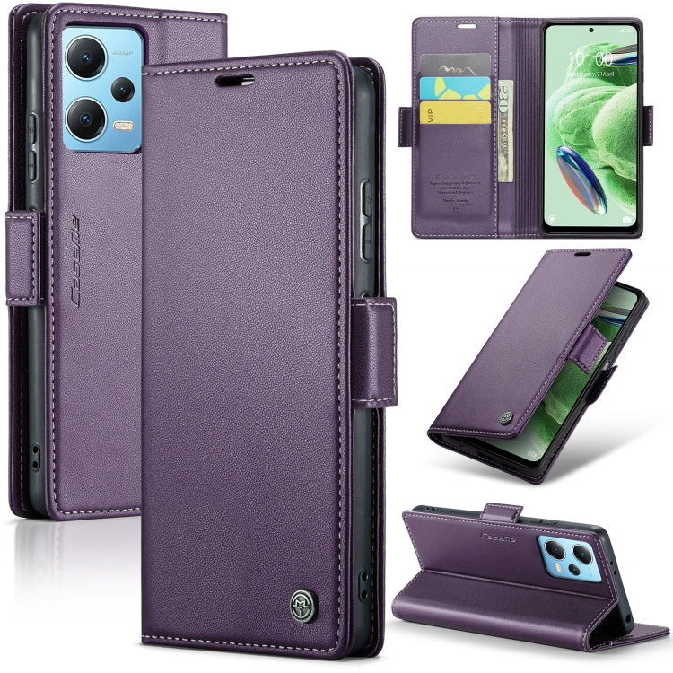 For Xiaomi Poco X5 5G/Redmi Note 12 5G Global CaseMe 023 Butterfly Buckle Litchi Texture RFID Anti-theft Leather Phone Case(Pearly Purple) - Xiaomi Cases by CaseMe | Online Shopping South Africa | PMC Jewellery