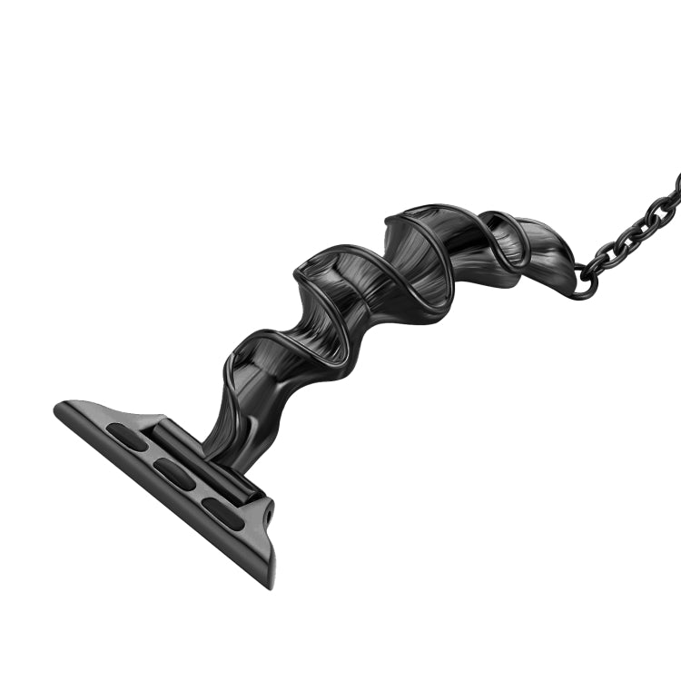 Ribbon Wave Metal Watch Band For Apple Watch 7 45mm(Black) - Watch Bands by PMC TechLife | Online Shopping South Africa | PMC TechLife
