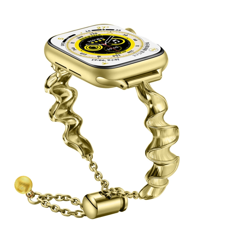 Ribbon Wave Metal Watch Band For Apple Watch 4 40mm(Gold) - Watch Bands by PMC TechLife | Online Shopping South Africa | PMC TechLife