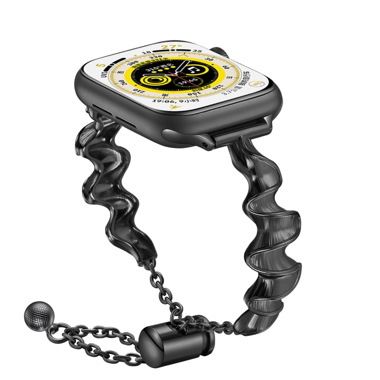 Ribbon Wave Metal Watch Band For Apple Watch 38mm(Black) - Watch Bands by PMC TechLife | Online Shopping South Africa | PMC TechLife