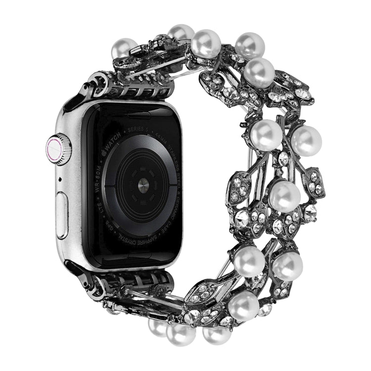 Four-leaf Bead Metal Watch Band For Apple Watch 8 41mm(Black) - Watch Bands by PMC TechLife | Online Shopping South Africa | PMC TechLife