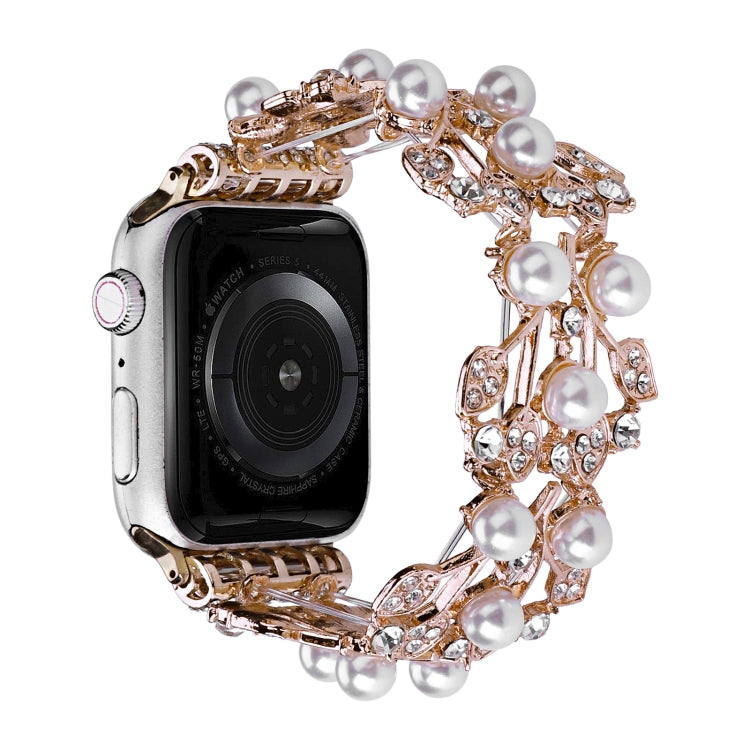 Four-leaf Bead Metal Watch Band For Apple Watch 7 41mm(Rose Gold) - Watch Bands by PMC TechLife | Online Shopping South Africa | PMC TechLife