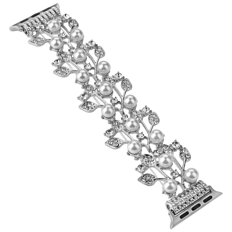Four-leaf Bead Metal Watch Band For Apple Watch 5 40mm(Silver) - Watch Bands by PMC TechLife | Online Shopping South Africa | PMC TechLife
