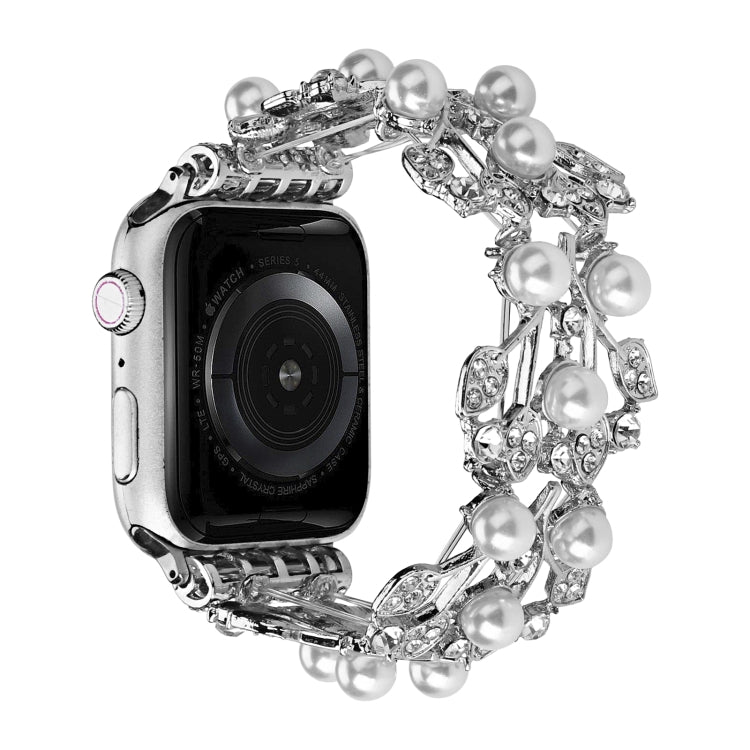 Four-leaf Bead Metal Watch Band For Apple Watch 4 40mm(Silver) - Watch Bands by PMC TechLife | Online Shopping South Africa | PMC TechLife