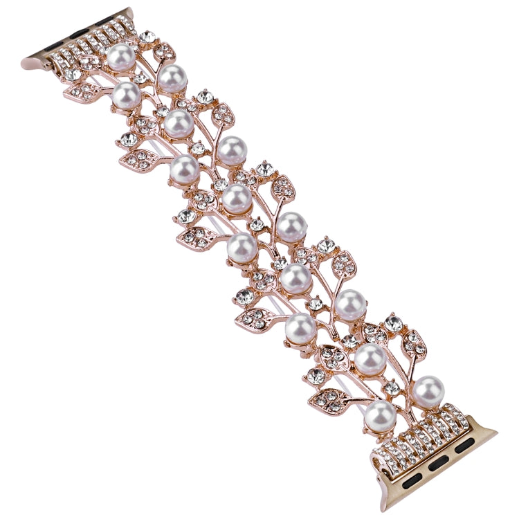 Four-leaf Bead Metal Watch Band For Apple Watch 38mm(Rose Gold) - Watch Bands by PMC Jewellery | Online Shopping South Africa | PMC Jewellery