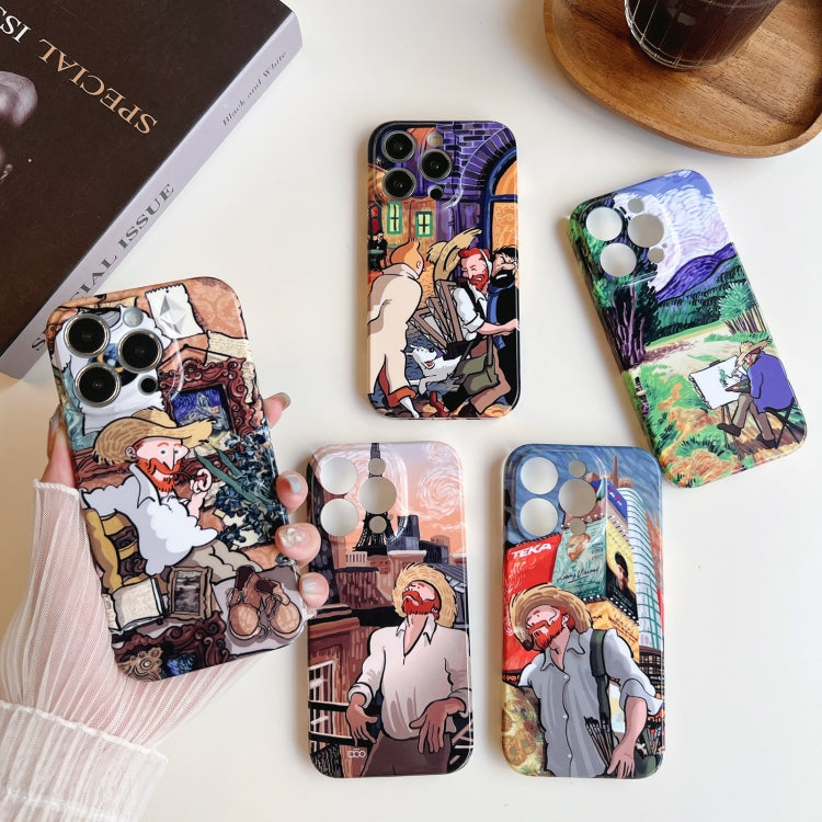 For iPhone 13 Pro Precise Hole Oil Painting Pattern PC Phone Case(Edifice) - iPhone 13 Pro Cases by PMC TechLife | Online Shopping South Africa | PMC TechLife