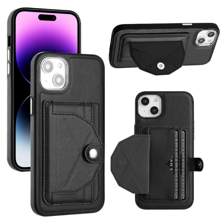 For iPhone 14 Plus Shockproof Leather Phone Case with Card Holder(Black) - iPhone 14 Plus Cases by PMC Jewellery | Online Shopping South Africa | PMC Jewellery