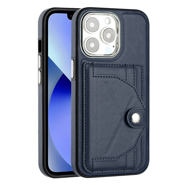 For iPhone 13 Pro Shockproof Leather Phone Case with Card Holder(Blue) - iPhone 13 Pro Cases by PMC Jewellery | Online Shopping South Africa | PMC Jewellery