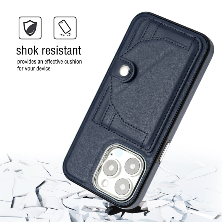 For iPhone 13 Pro Shockproof Leather Phone Case with Card Holder(Blue) - iPhone 13 Pro Cases by PMC Jewellery | Online Shopping South Africa | PMC Jewellery