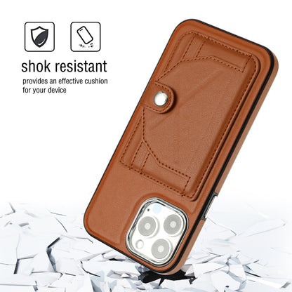 For iPhone 13 Pro Max Shockproof Leather Phone Case with Card Holder(Brown) - iPhone 13 Pro Max Cases by PMC Jewellery | Online Shopping South Africa | PMC Jewellery