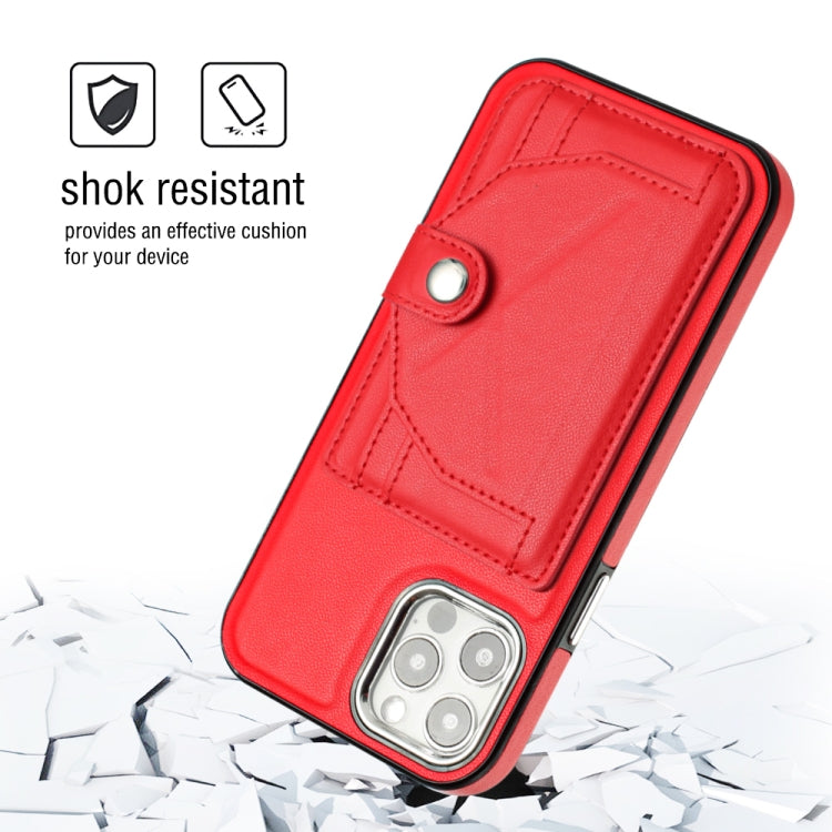 For iPhone 12 / 12 Pro Shockproof Leather Phone Case with Card Holder(Red) - free shipping - PMC TechLife - Order now!